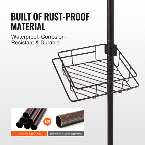 Shower Corner Caddy Tension Pole 42 to 114 High MultiFunctional Shower