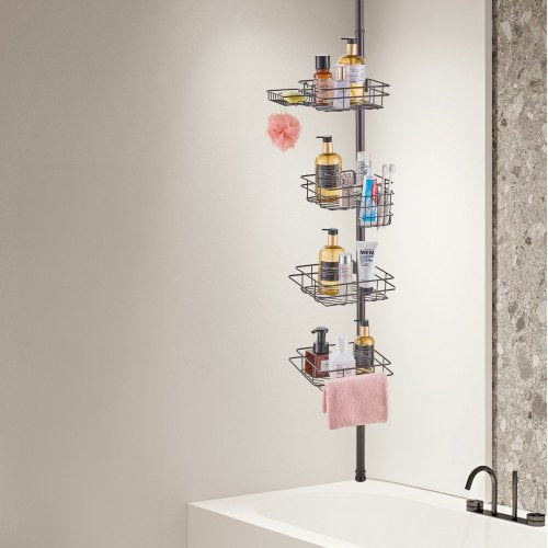 Shower Corner Caddy Tension Pole 42 to 114 High MultiFunctional Shower