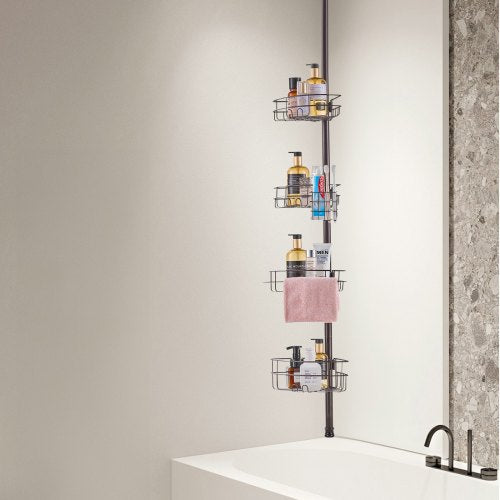 Shower Corner Caddy Tension Pole 56 to 114 High MultiFunctional Shower