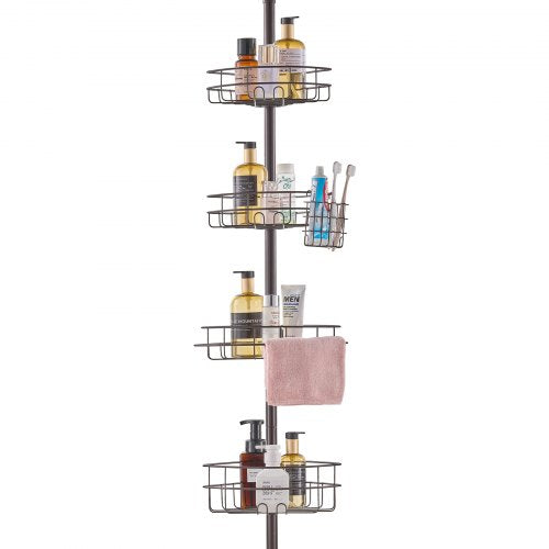 Shower Corner Caddy Tension Pole 56 to 114 High MultiFunctional Shower