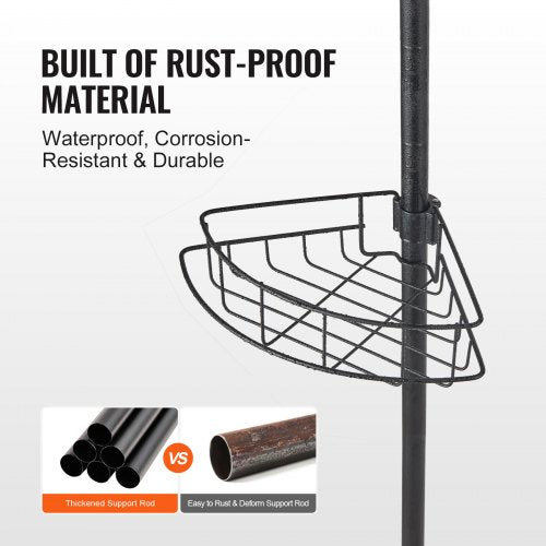 Shower Corner Caddy Tension Pole 56 to 114 High MultiFunctional Shower