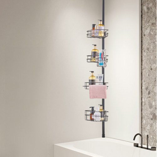 Shower Corner Caddy Tension Pole 56 to 114 High MultiFunctional Shower