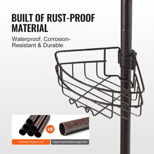 Shower Corner Caddy Tension Pole 39 to 125 High MultiFunctional Shower