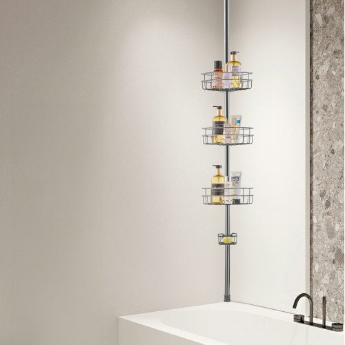 Shower Corner Caddy Tension Pole 39 to 125 High MultiFunctional Shower