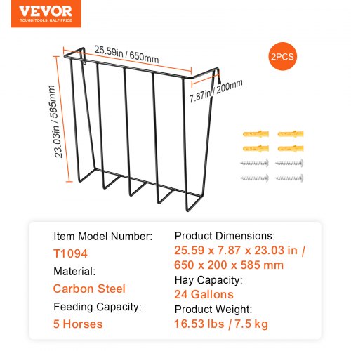 Livestock Hay Feeder 24 Gallons Large Capacity 2 Packs HeavyDuty Steel