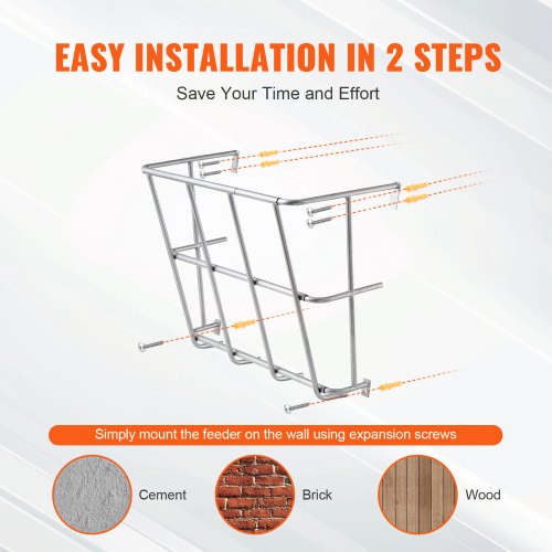 Livestock Hay Feeder 18.5 Gallons Wall Mounted Goat Hay Rack for Horses