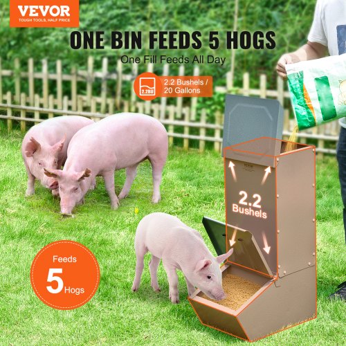 Hog Feeder 22 Bushel Capacity Single Door Pig Feeder Heavy Duty Steel