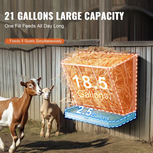 Goat Hay Feeder 21 Gallons Large Capacity 2 in 1 Hay and Grain Feeder