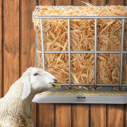 Goat Hay Feeder 21 Gallons Large Capacity 2 in 1 Hay and Grain Feeder