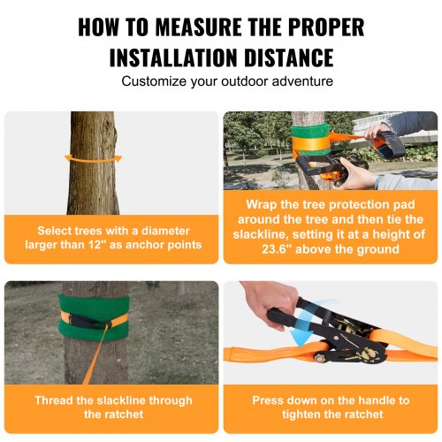 Slackline Kit with Training Line 60 ft Backyard Slack Line Equipment Easy