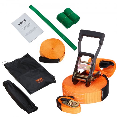 Slackline Kit with Training Line 60 ft Backyard Slack Line Equipment Easy
