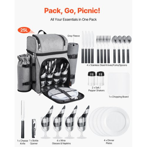 Picnic Backpack Beach Picnic Backpack Bag for 4 Person with Insulated