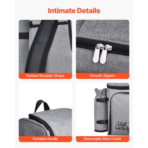 Picnic Backpack Beach Picnic Backpack Bag for 4 Person with Insulated