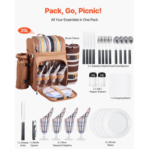 Picnic Backpack Beach Picnic Backpack Bag for 4 Person with Insulated