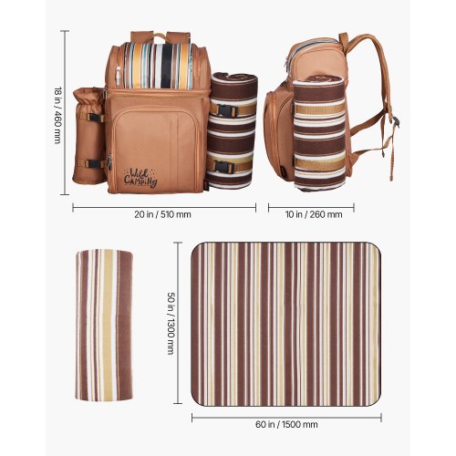 Picnic Backpack Beach Picnic Backpack Bag for 4 Person with Insulated