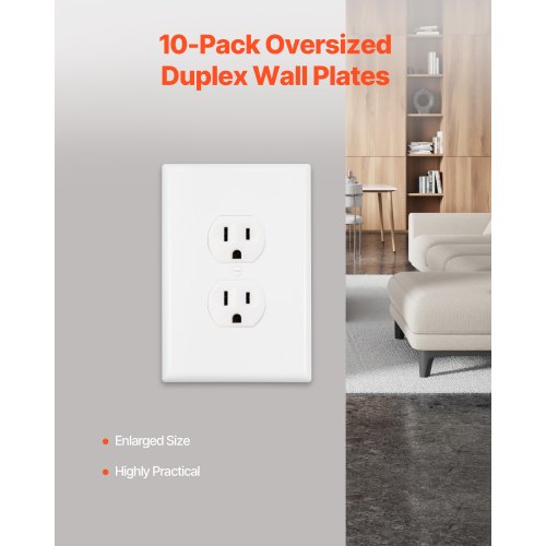 1Gang Duplex Outlet Covers 10 Pack Standard Size Wall Outlet Cover