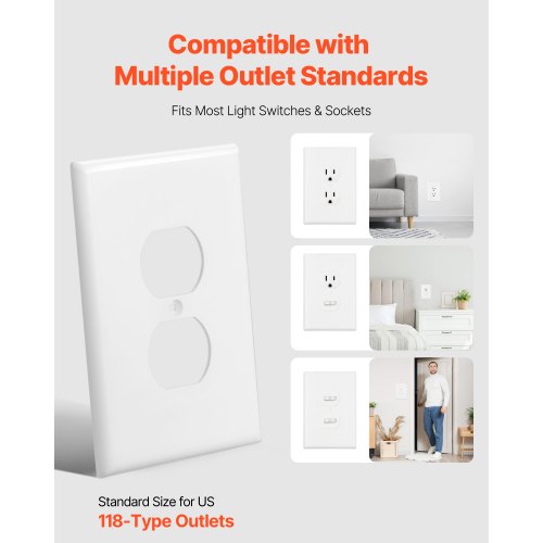 1Gang Duplex Outlet Covers 10 Pack Standard Size Wall Outlet Cover