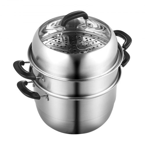 Steamer Pot 11in28cm 3 Tier Steamer Pot for Cooking with 85QT Stock Pot