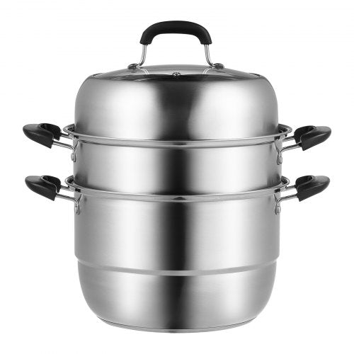Steamer Pot 11in28cm 3 Tier Steamer Pot for Cooking with 85QT Stock Pot