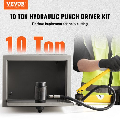 10 Ton Hydraulic Knockout Punch Kit 12 to 2 Conduit Hole Cutter Set KO