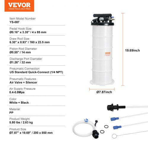 Fluid Extractor 174 Gallons 6.5 Liters PneumaticManual Oil Changer