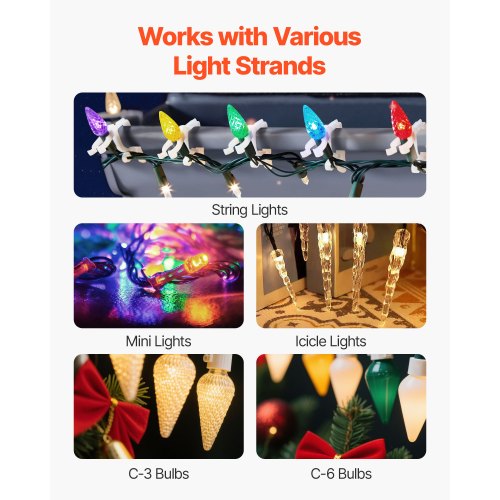 Christmas Light Clips 200 Pack Weatherproof Holiday Outdoor Lighting