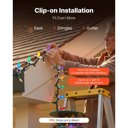 Christmas Light Clips 200 Pack Weatherproof Holiday Outdoor Lighting