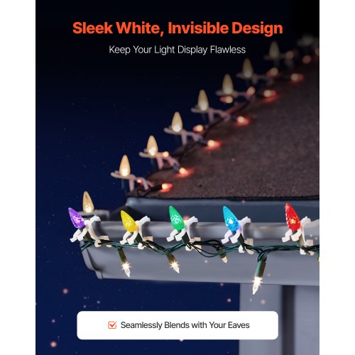 Christmas Light Clips 200 Pack Weatherproof Holiday Outdoor Lighting