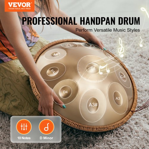 Handpan Drum 22 in 10 Notes D Minor Hand Drum Hand Pan Drum Instrument