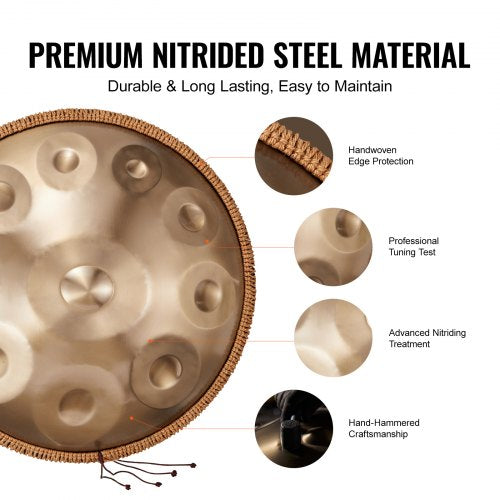 Handpan Drum 22 in 10 Notes D Minor Hand Drum Hand Pan Drum Instrument
