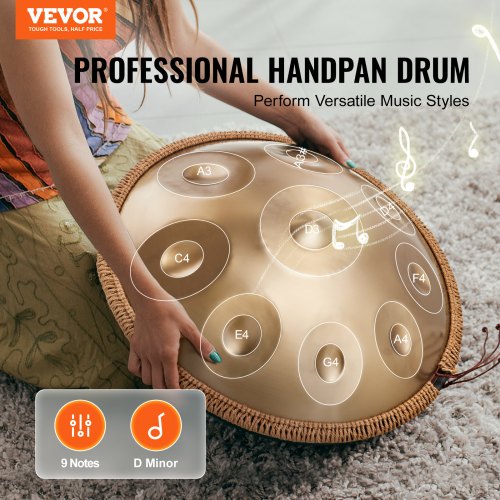 Handpan Drum 22 in 9 Notes D Minor Hand Drum Hand Pan Drum Instrument