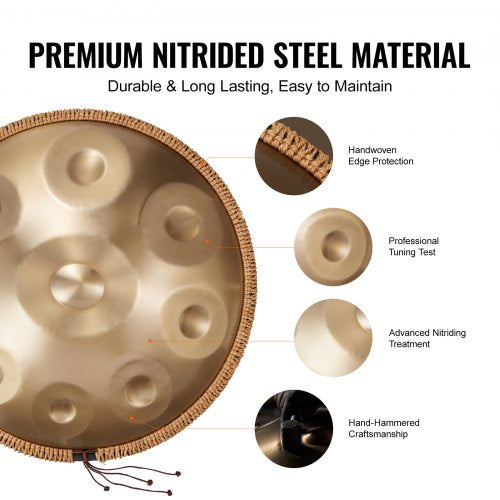 Handpan Drum 22 in 9 Notes D Minor Hand Drum Hand Pan Drum Instrument