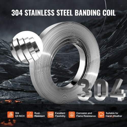 Banding Strapping Kit with Strapping Tensioner Tool 100 ft Length 304