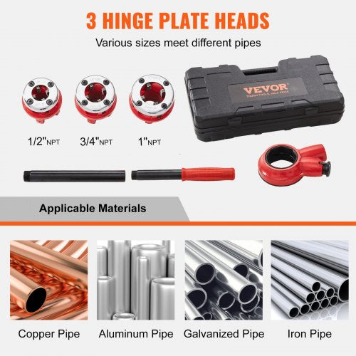 Ratchet Pipe Threader Kit 12 NPT 34 NPT 1 NPT Manual Ratcheting Pipe
