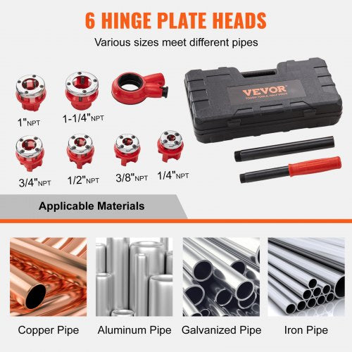 Ratchet Pipe Threader Kit 14 NPT – 114 NPT Manual Ratcheting Pipe