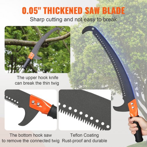 Manual Pole Saw 7327 ft Extendable Tree Pruner Sharp Steel Blade High