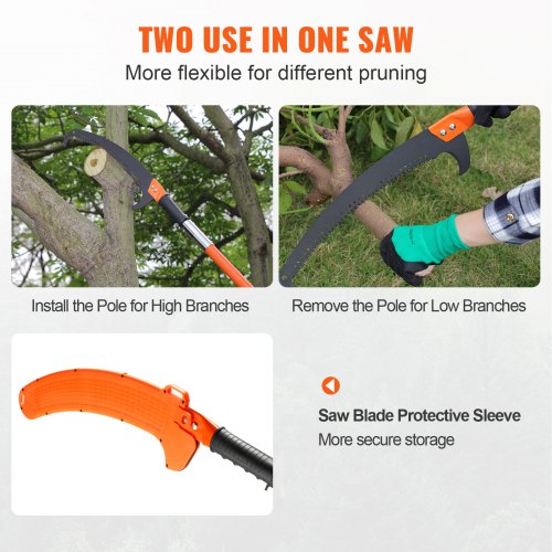 Manual Pole Saw 7327 ft Extendable Tree Pruner Sharp Steel Blade High