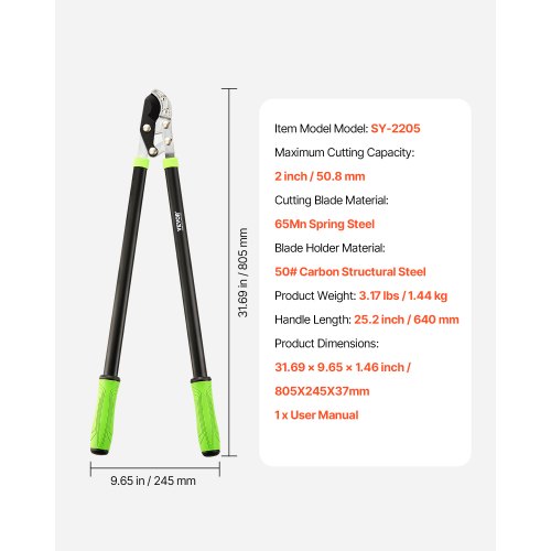 Loppers for Tree Trimming 32 inch Garden Anvil Trimmer with Compound