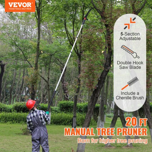 Manual Pole Saw 4920 ft Extendable Tree Pruner Sharp Steel Blade for High
