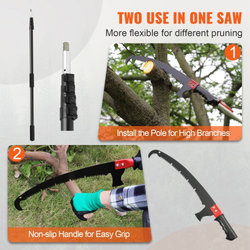 Manual Pole Saw 4920 ft Extendable Tree Pruner Sharp Steel Blade for High