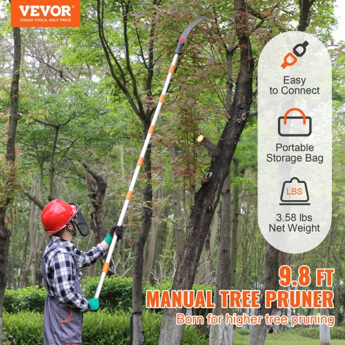Manual Pole Saw4698 ft Extendable Tree Pruner Sharp Steel Blade for High