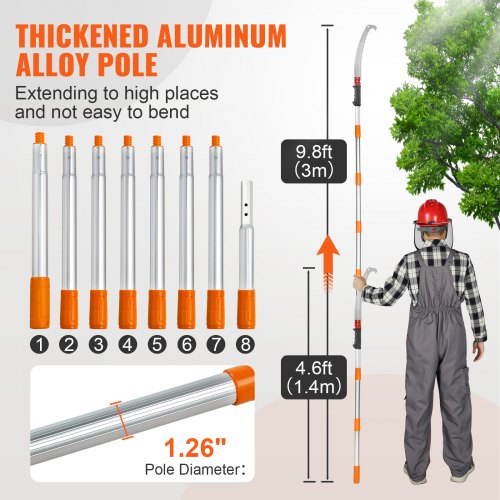 Manual Pole Saw4698 ft Extendable Tree Pruner Sharp Steel Blade for High