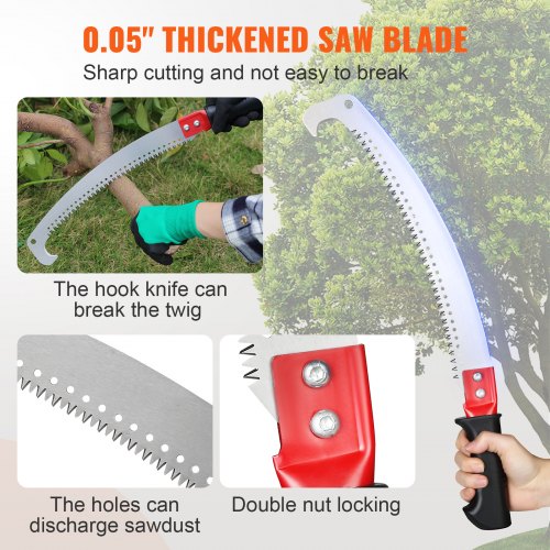 Manual Pole Saw4698 ft Extendable Tree Pruner Sharp Steel Blade for High