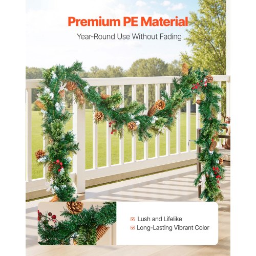 Christmas Garland 9Ft Artificial Christmas Garland with Light String Faux