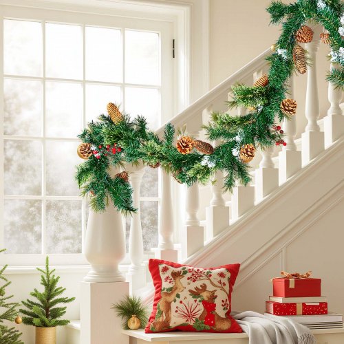 Christmas Garland 9Ft Artificial Christmas Garland with Light String Faux