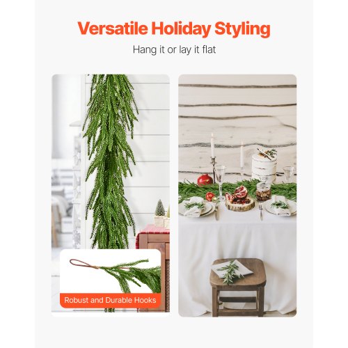 Christmas Garland 6FT Realistic Norfolk Pine Garland Evergreen Real Touch