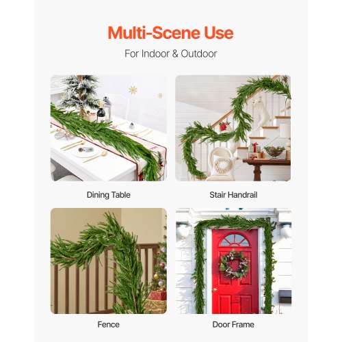 Christmas Garland 9FT Realistic Norfolk Pine Garland Evergreen Real Touch