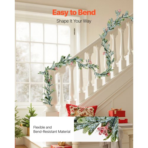 Christmas Garland 6.6FT Realistic Greenery Decorated with Vines Olive
