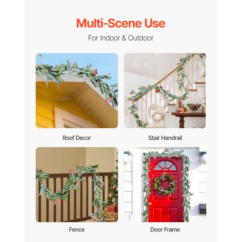 Christmas Garland 9FT Realistic Greenery Decorated with Vines Olive