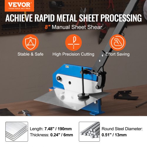 8 Manual Hand Plate Shear for Metal Sheet Processing HS8 Benchtop Cutter